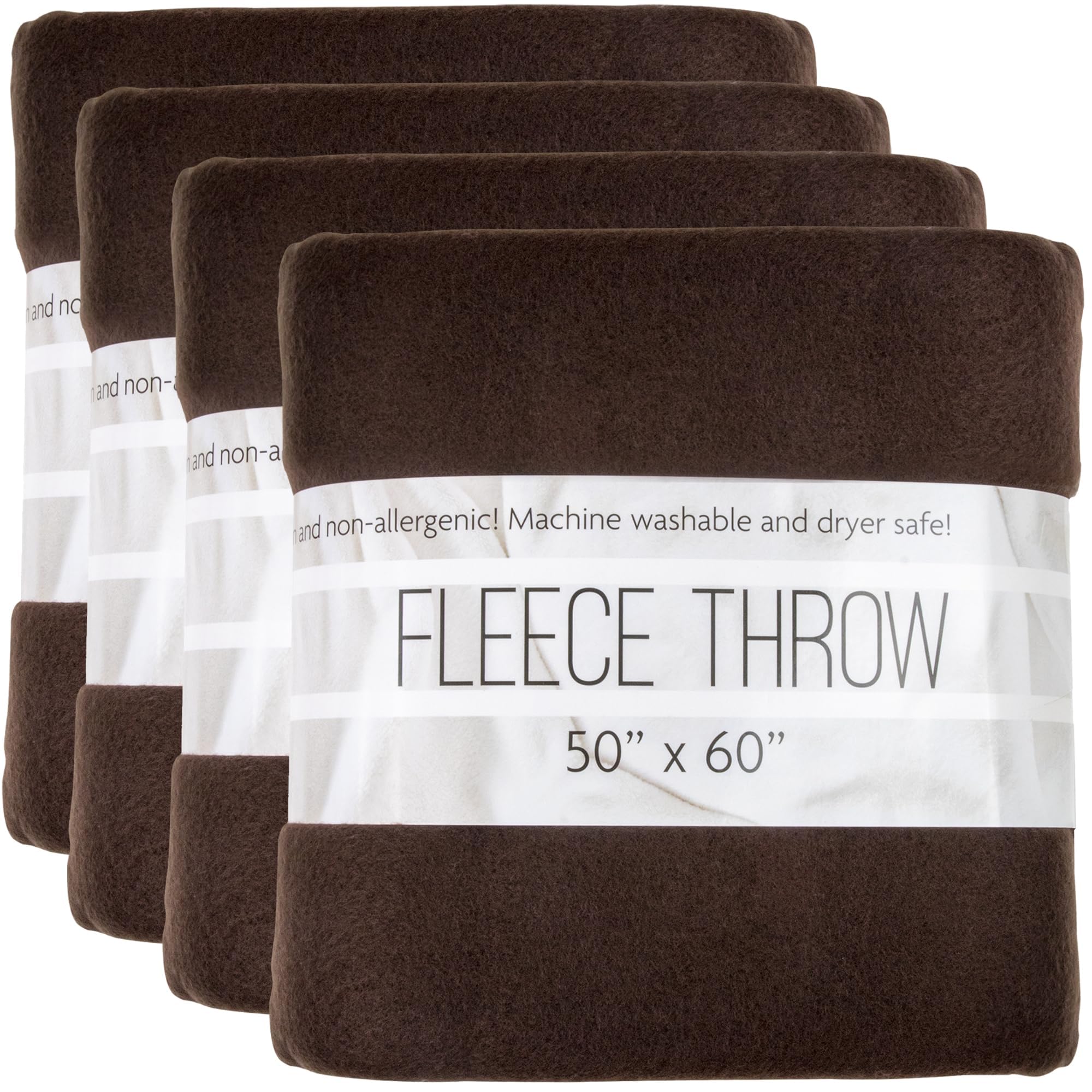 (24 Pack) Bulk Fleece 50x60 Throw Blankets for Wedding Favors, Homeless Women, Men, Homes, Bed, Sofa, Couch, Office, Pet Blanket