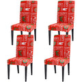 Ogrmar 4PCS Stretch Removable Washable Dining Room Chair Protector Slipcovers Christmas Decoration/Home Decor Dining Room Seat C