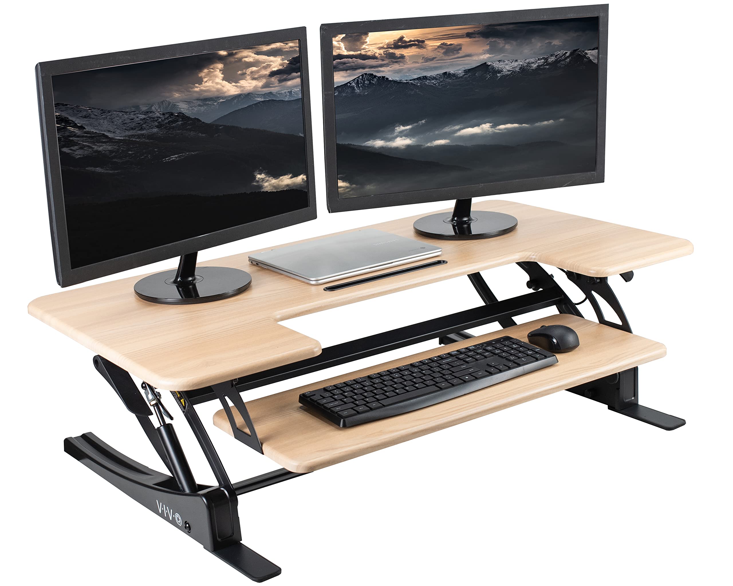 VIVO 42 inch Height Adjustable Stand Up Desk Converter, V Series, Quick Sit to Stand Tabletop Dual Monitor Riser Workstation, Li