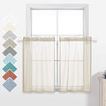 KOUFALL 24 Inch Curtains for Kitchen Windows Set of 2 Packs Cafe Curtains Tier Cream Beige Short Sheer Curtains for Small Window