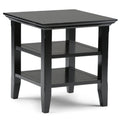 SIMPLIHOME Acadian SOLID WOOD 19 inch Wide Square Transitional End Table in Black for the Living Room and Bedroom