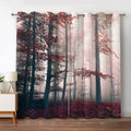 Jekeno Fall Tree Forest Blackout Curtains Autumn Tree Orange Leaves Mystic Foggy Forest Nature Scenery Wood Decor for Halloween 