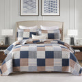 PANGUSHAN 100% Cotton Quilt Set Queen Size, Patchwork Plaid Queen Quilt Bedding Set Bedspreads, Farmhouse Lightweight Comforter 