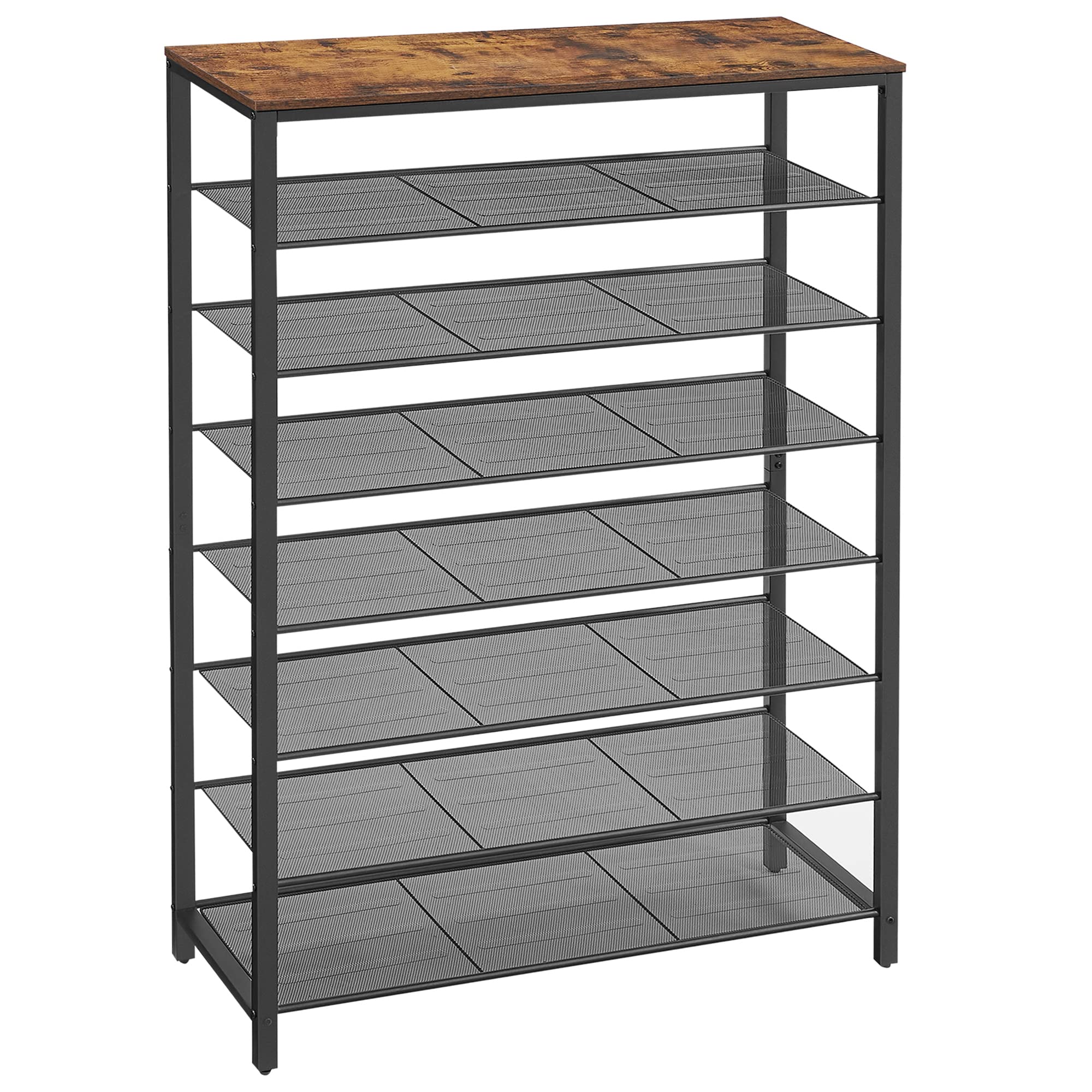 VASAGLE 8 Tier Shoe Rack, Shoe Organizer for Closet, Entryway, 32-40 Pairs of Shoes, Large Shoe Rack Organizer with 7 Metal Mesh