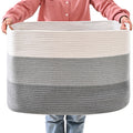 ICERZCZ Extra Large Blanket Basket Living Room, Rectangle Storage Basket, Large Woven Baskets for Storage, Cotton Rope Basket fo