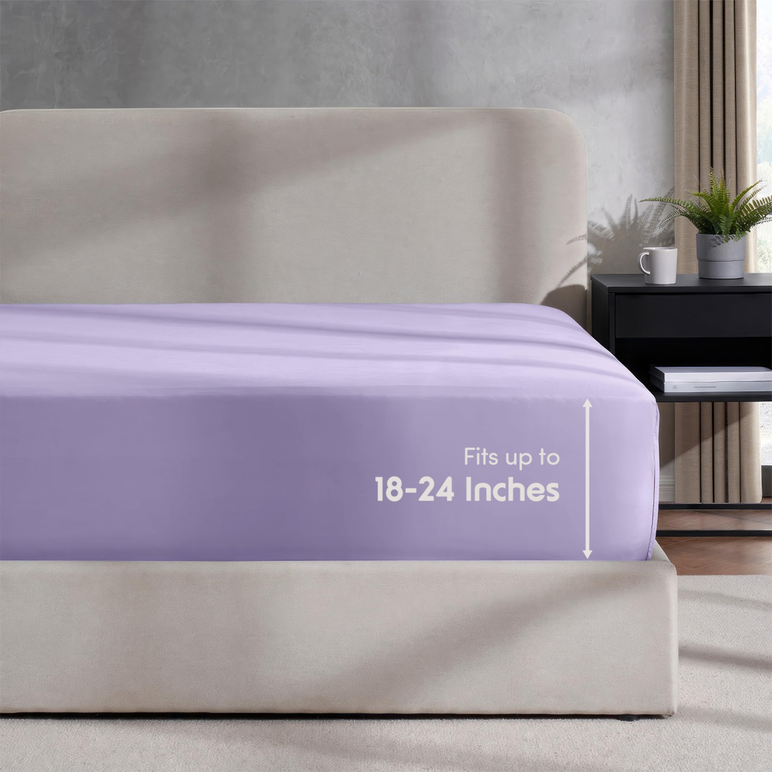 Nestl Extra Deep Pocket Full Fitted Sheet, Lavender Full Size Fitted Sheet Only, 1800 Microfiber Fitted Bed Sheet, Ultra Soft Fu