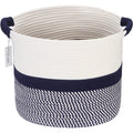 Hinwo Oval Cotton Rope Storage Basket Collapsible Nursery Storage Box Container Organizer with Handles, 16 x 13 inches, Off Whit