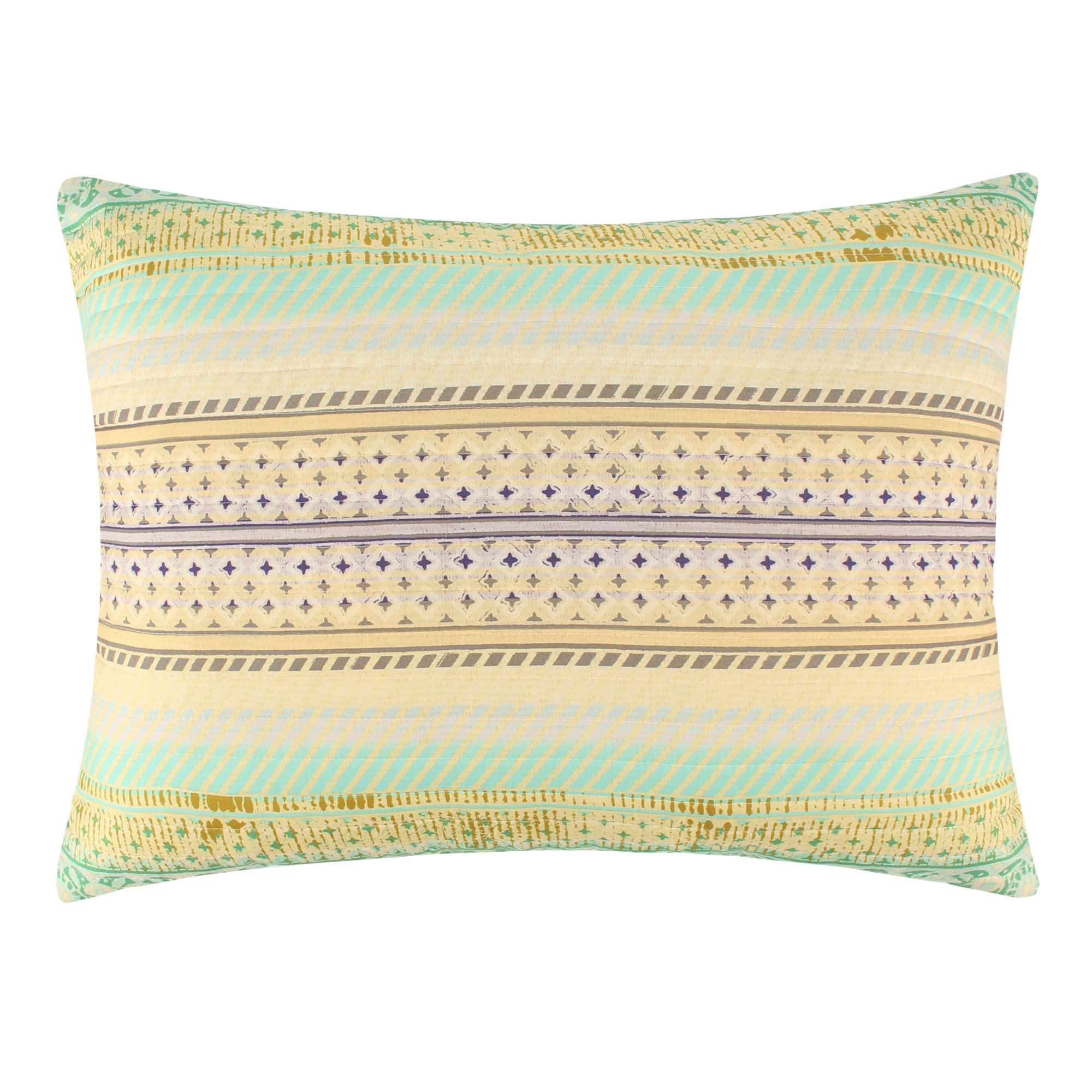 Greenland Home Fashions Heirloom Stitches Quilted Pillow Sham Collection, Decorative Pillow Cover, Standard, Aurora Blue