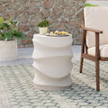 COSIEST Outdoor Side Table, 18H Concrete Side Table for Patio, Streamlined Lightweight Accent Table, Decorative Patio Garden S