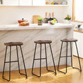 HeuGah Bar Stools Set of 3, Bar Height Saddle Seat Bar Stools, 30 Backless Wooden Barstool for Kitchen Island (Brown, 3 PCS 30In