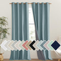 NICETOWN 100% Absolutely Blackout Linen Curtains with Thermal Insulated Liner, Skylark Blue, 52 Wide, 102 Length Energy Saving C