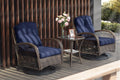 SHA CERLIN 3 Pieces Patio Furniture Set, Outdoor Swivel Glider Rocker, Wicker Patio Bistro Set with Rocking Chair, Cushions and 