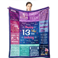 Wisegem 13th Birthday Gifts for Girls - 13 Year Old Girls Gifts 60x50 Blanket - Best Presents for 13 Year Old Girl - Happy 13th 