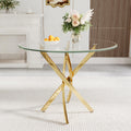 AF ARTISAN FURNITURE 36  Round Glass Dining Table for 4, Stainless Steel Legs & Tempered Glass Top, Modern Circle Leisure Table 