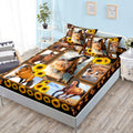 HOSIMA Horse Fitted Sheet&Pillowcases,Animal Themed Galloping Horse and Sunflower Floral Bedding,3D Printed Soft Decorative Bedd