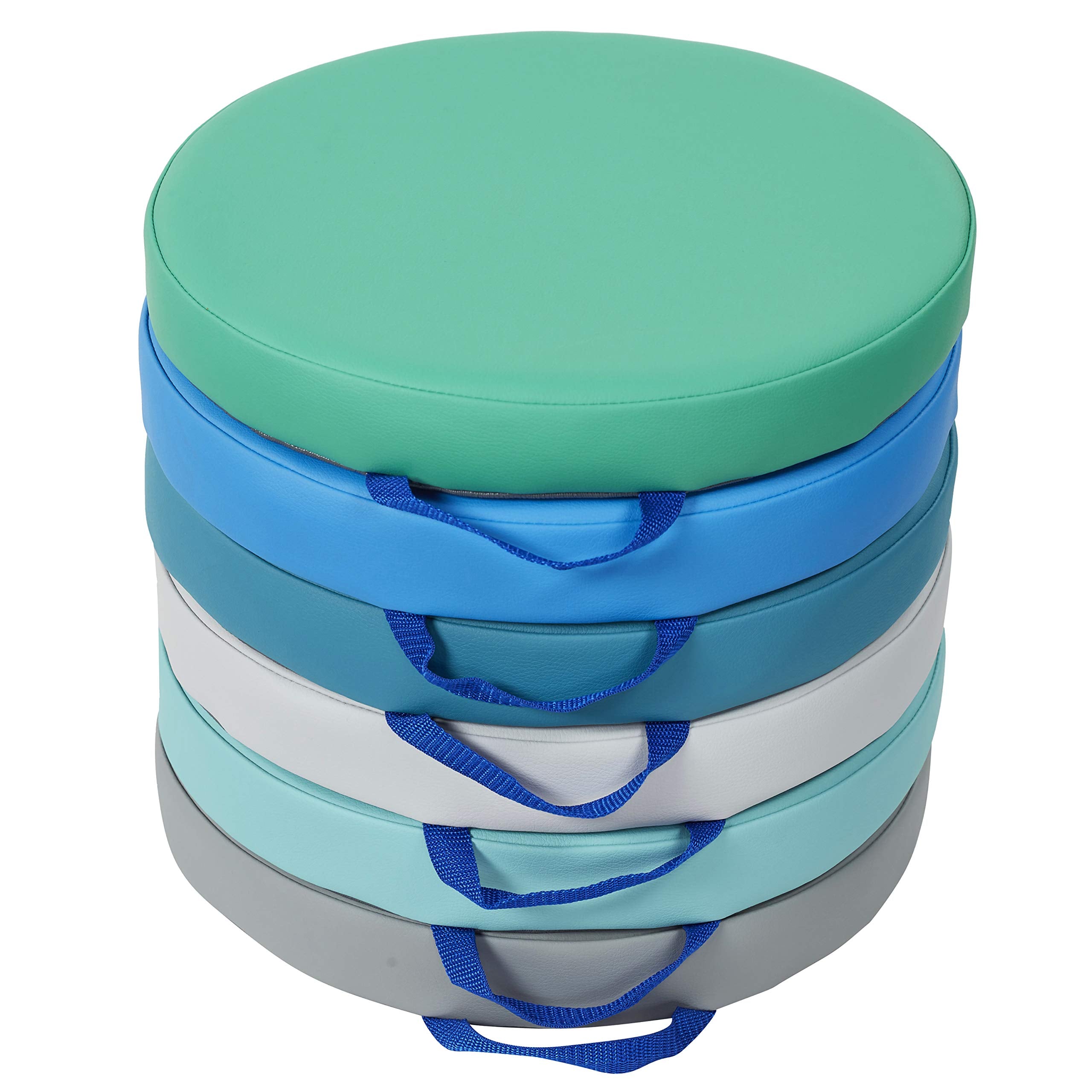 Factory Direct Partners SoftScape 15 inch Round Classroom Floor Cushions with Handles; Flexible Seating for Daycare, Preschool, 