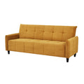 Benjara 79 Inch Convertible Sofa Bed Futon, Tufted Cushions, Padded Arms, Yellow