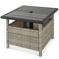 Best Choice Products Wicker Side Table with Umbrella Hole, Square PE Rattan Outdoor End Table for Patio, Garden, Poolside, Deck 