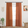 KOUFALL Fall Curtains for Living Room,Burnt Orange Curtains 96 Inches Long 2 Panel Set,Sheer Linen Boho Eclectic Curtains for Sl