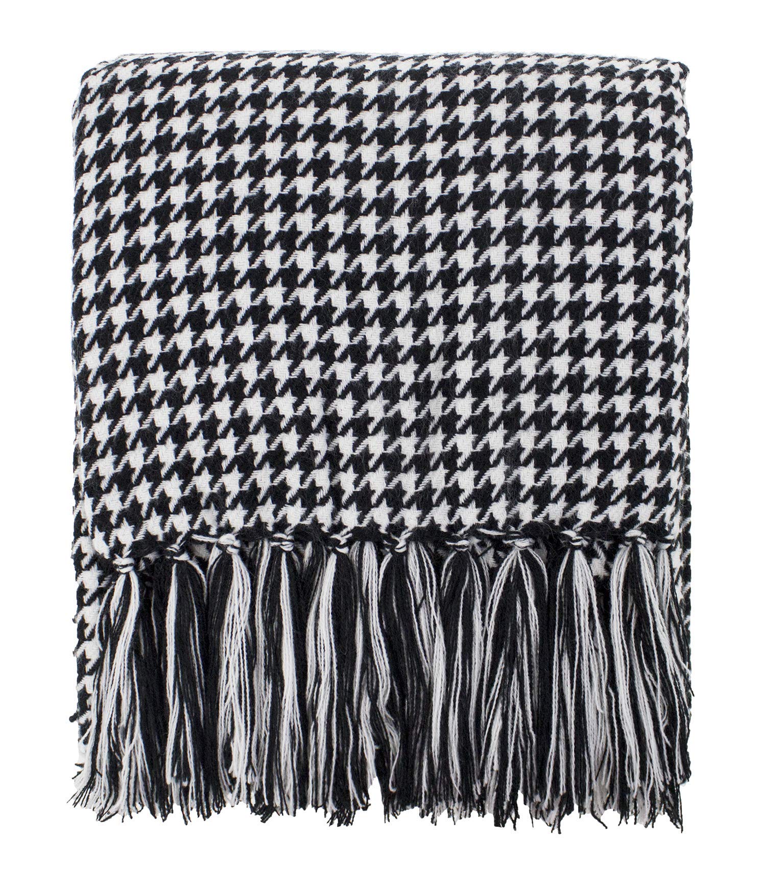 Fennco Styles Houndstooth Fringe Soft Throw Blanket - 50x60