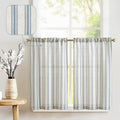 jinchan Linen Kitchen Curtains Striped Tier Curtains 24 Inch Cafe Curtains Farmhouse Small Curtains Balanced Stripe Half Window 
