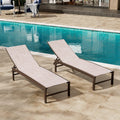 Crestlive Products Lounge Chair Outdoor Set of 2, Aluminum Pool Chaise Lounge Chairs, Adjustable Five-Position Tanning Recliner,