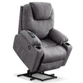 MCombo Medium Power Lift Recliner Chair Sofa with Massage and Heat for Elderly, 3 Positions, Cup Holders, and USB Ports, 2 Side 