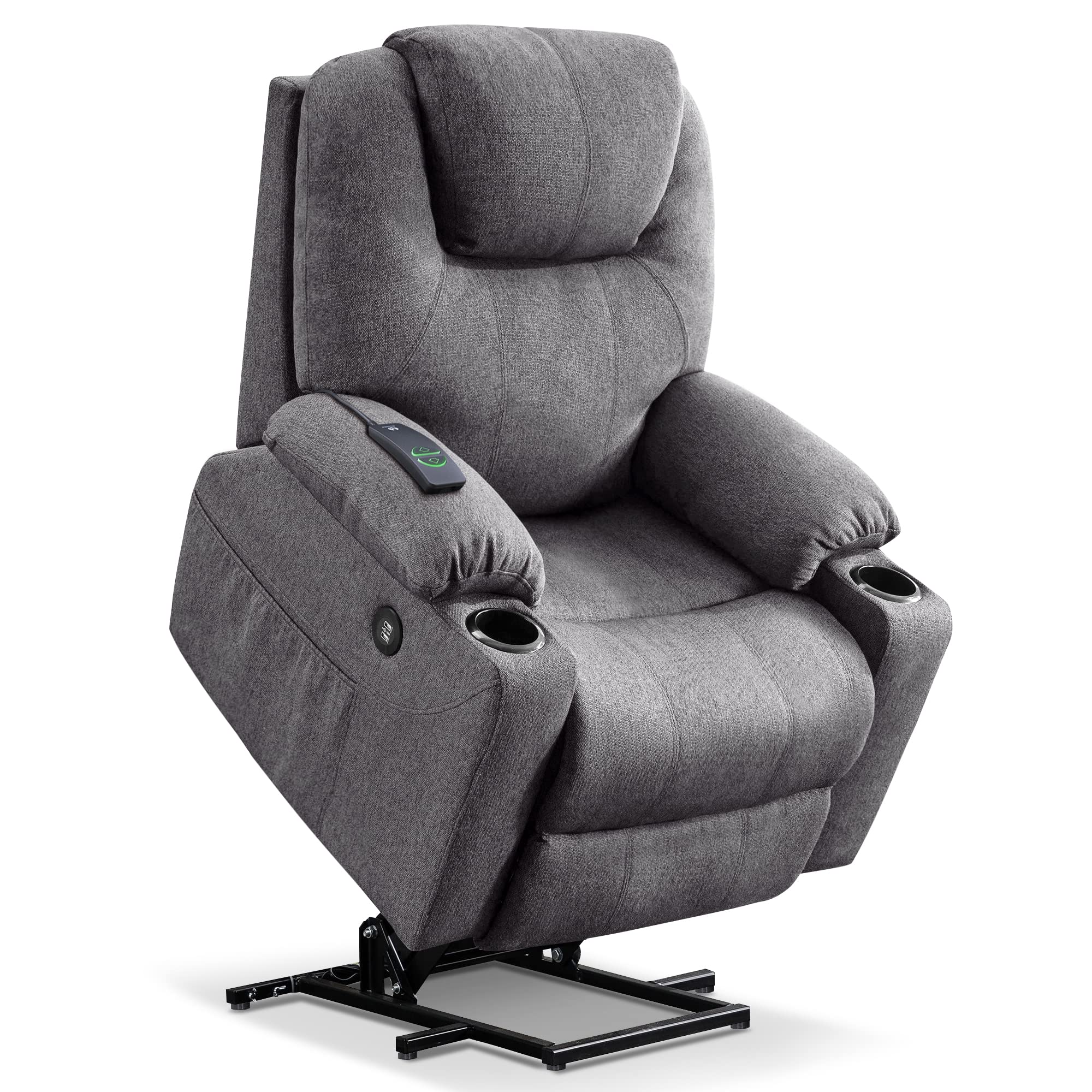 MCombo Medium Power Lift Recliner Chair Sofa with Massage and Heat for Elderly, 3 Positions, Cup Holders, and USB Ports, 2 Side 