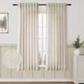 Aersas Beige Living Room Linen Textured Curtains 63 Inch Length 2 panels Back Tab Pocket Boho Farmhouse Lightweight Drapes Semi 