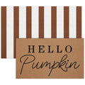 Tinideya 2 Pcs Fall Door Mat Hello Pumpkin Welcome Non Slip Coir Mats Thanksgiving Brown White Stripe Harvest Floor Layering Doo