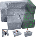 MeMoreCool Glow-in-The-Dark Dinosaur Modular Kids Play Couch - Convertible Foam Sofa for Toddlers, Multi-Configuration Climbing 