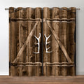 Jekeno Rustic Wooden Blackout Curtains Brown Wood Door of Farmhouse Village Rural Retro Decor for Bedroom Living Room Darkening 
