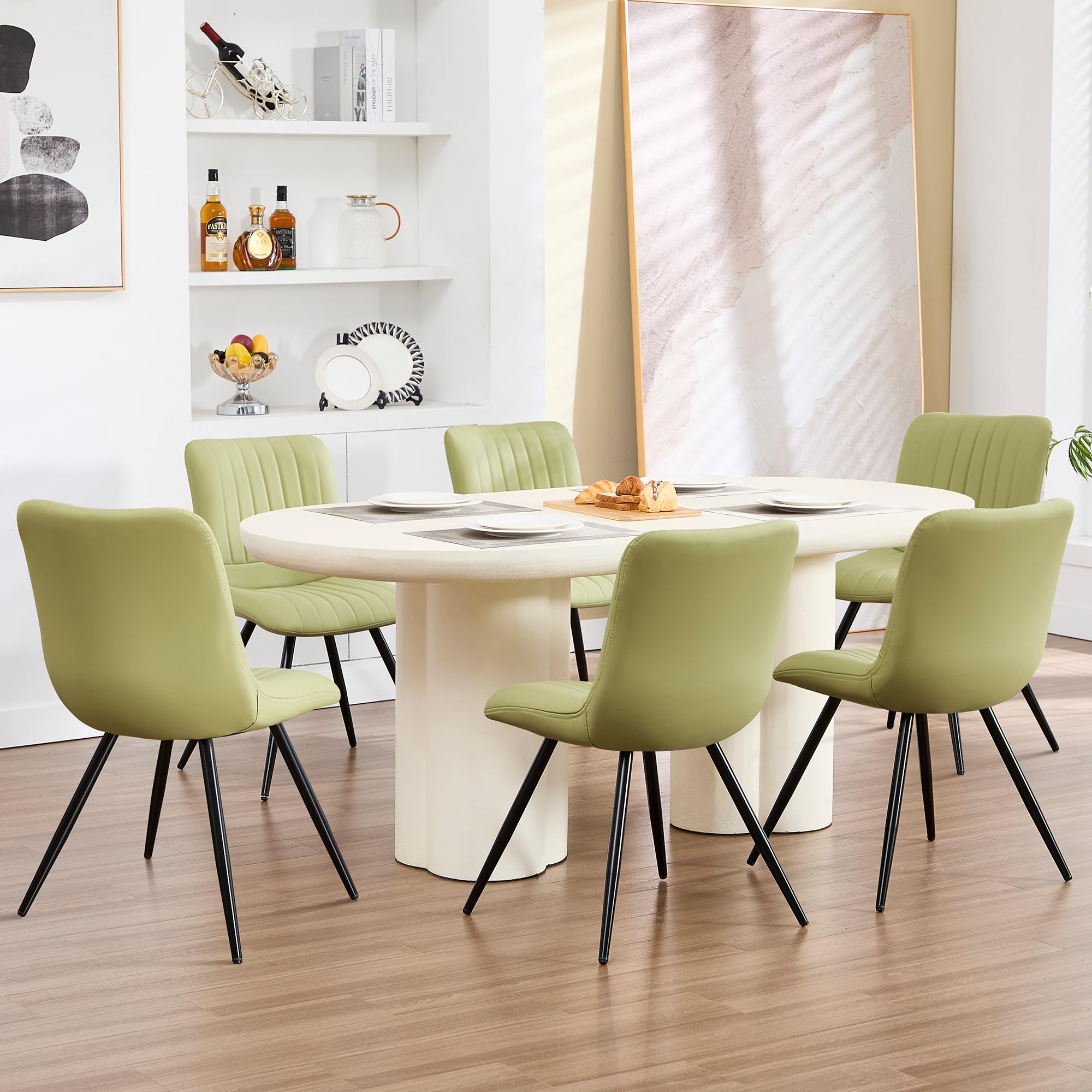 choairy Dining Chairs Set of 6, Modern Dining Chairs with Thick Cushions, PU Leather Upholstered Kitchen Dining Room Chairs with