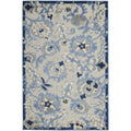 Nourison Aloha Indoor/Outdoor Blue/Grey 3 x 5 Area Rug, Easy Cleaning, Non Shedding, Bed Room, Living Room, Dining Room, Backy