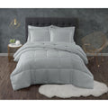 Truly Calm Comforter Sets Grey Polyester 3-Piece Full/Queen Comforter Set, Solid Color for Men and Women, Oeko-TEX Certified Con