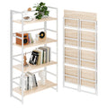 BHG Vintage Multifunctional Folding Bookshelf, No-Assembly Plant Stand Storage Rack Shelves for Home Office (White, 4-Tier)