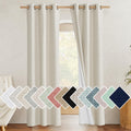 NICETOWN Farmhouse Style 100% Blackout Natural Linen Curtains 90 inches Length, 2 Panels, 42 W, Room Cooling Window Draperies wi