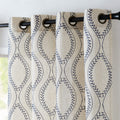 jinchan Boho Linen Blend Curtains Beige Farmhouse Curtains 63 Inches Long Blue Embroidered Leaf Living Room Ogee Geometry Drapes