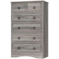 VVFLU 6 Drawers Dresser Tall,Grey Dresser for Bedroom, Wood Chest of Drawers, Large Storage Organizer for Clothes, for Living Ro