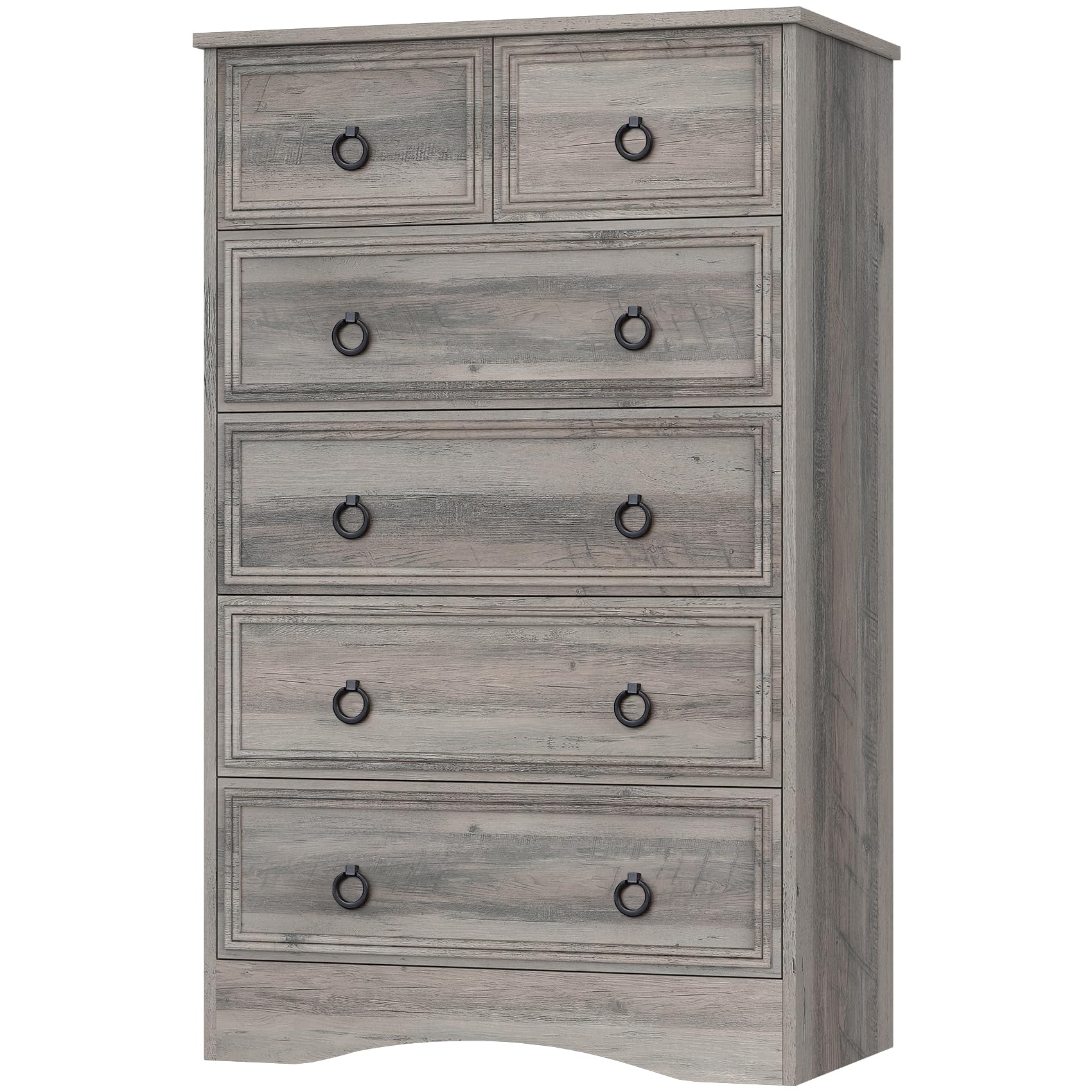 VVFLU 6 Drawers Dresser Tall,Grey Dresser for Bedroom, Wood Chest of Drawers, Large Storage Organizer for Clothes, for Living Ro