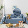 STACYPIK Ocean Blue Waterproof Sofa Covers Anti-Slip Couch Covers for Dog Cat Dual Sofa Water Resistant Pet Protector for 3 Cush