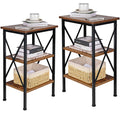 VECELO Versatile Side/End Table with Storage Shelf Nightstands for Living Room,Bedroom Furniture (Set of 2), Shelves, Retro Brow