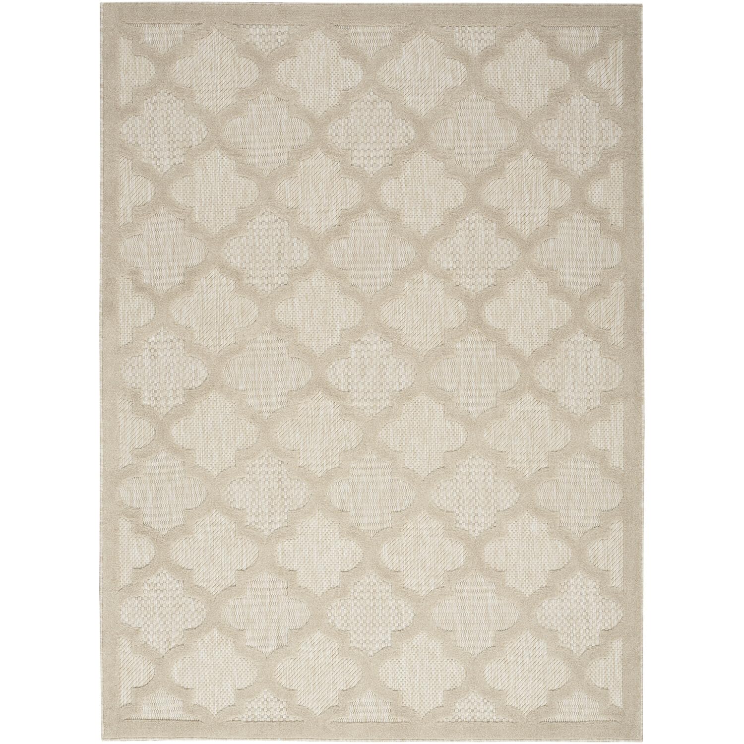Nourison Easy Care Indoor/Outdoor Cream 5 x 7 Area Rug, Easy Cleaning, Non Shedding, Bed Room, Living Room, Dining Room, Backy
