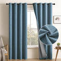 CUCRAF 100% Total Blackout Curtains 63 Length for Window Treatment, Faux Linen Thermal Insulated Grommet Drapes for Bedroom/Livi