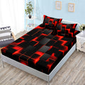 HOSIMA Honeycomb Queen Bedding Sets for Boys,Red Black Geometric Pattern Fitted Sheet for Kids Teens Girls Room Decor,Lightweigh