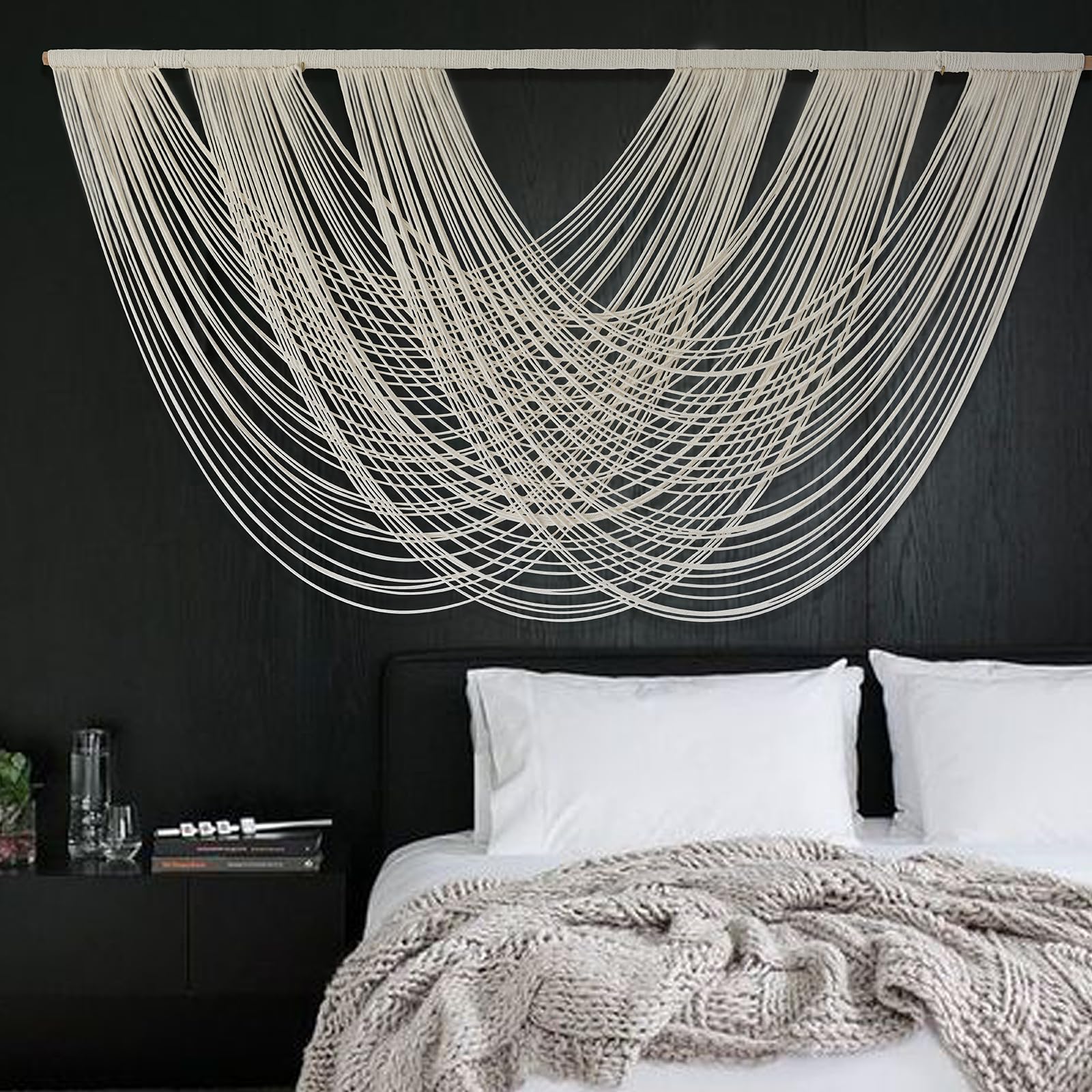 Flber Macrame Wall Hanging Large 57.00 W x 31.00 L Macrame Wall Decor Large Yarn Tapestry Home Boho Wall Decor