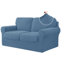 CHUN YI 5 Piece Loveseat Covers, Stretch Couch Covers for 2 Cushion Couch with Separate Backrest and Cushion Covers, Anti-Slip W