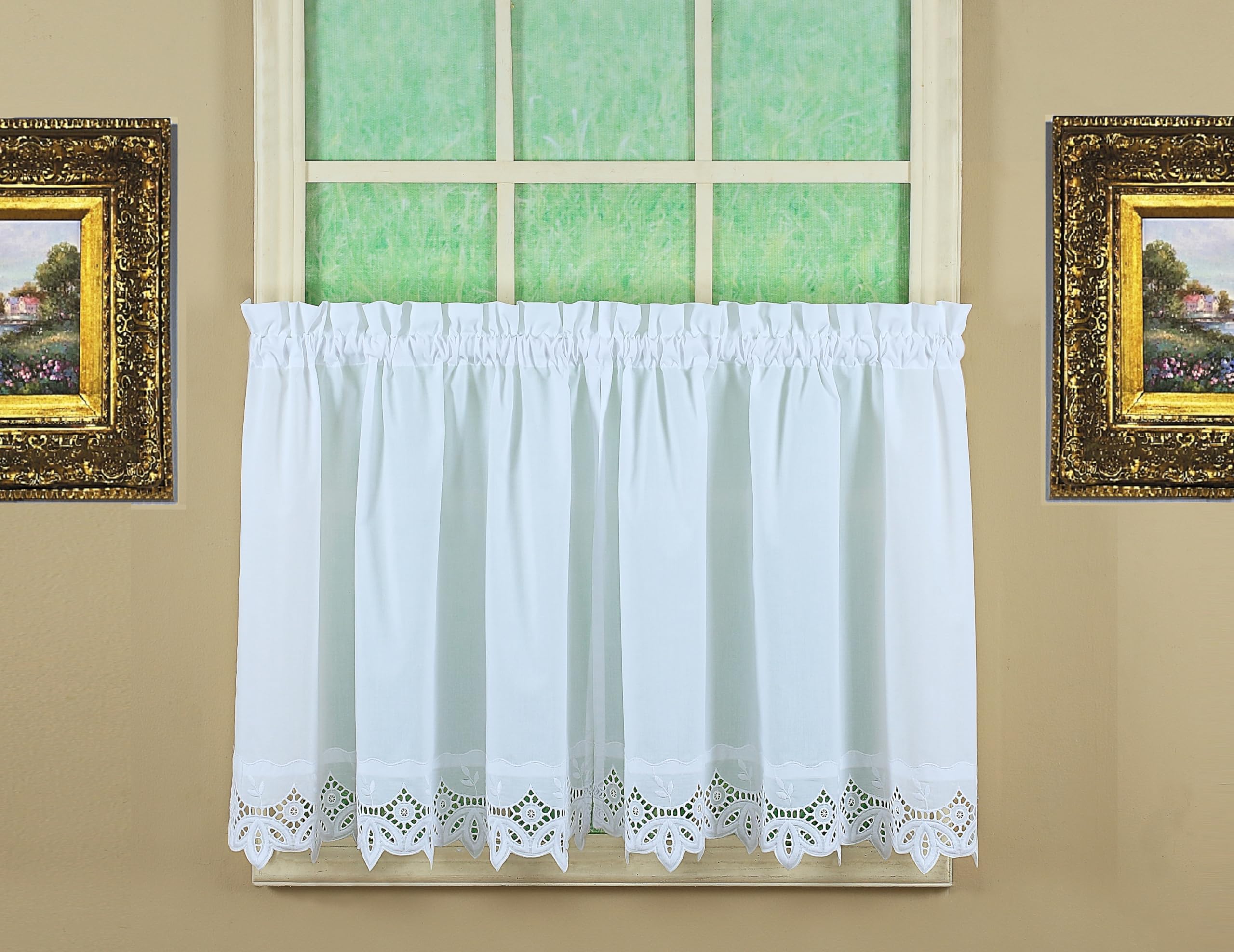 Todays Curtain, Heirloom Battenberg Eyelet Tier 36, White, 58 W x 36 L