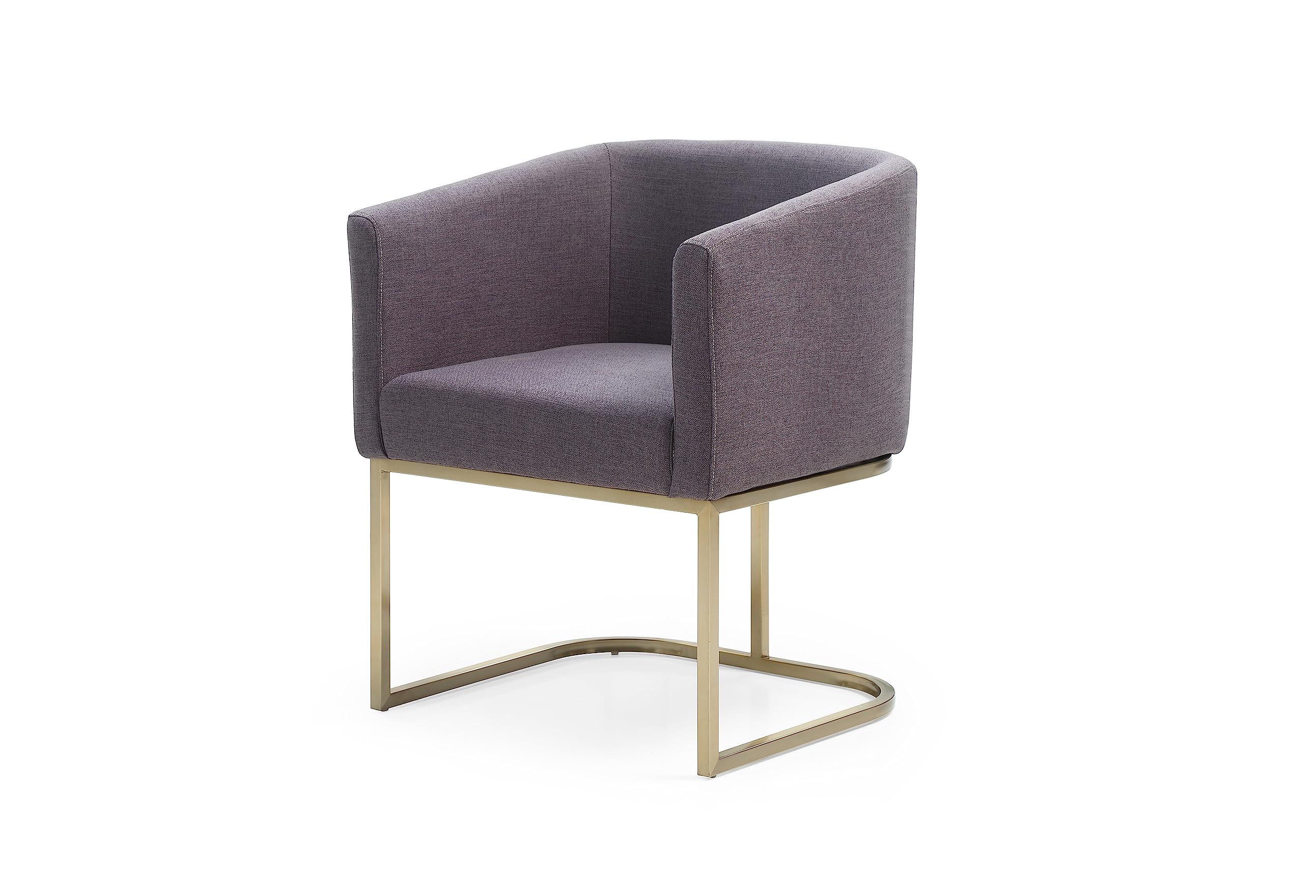 BUNBUNCHAKO Yukon Modern Grey Fabric & Antique Brass Dining Chair
