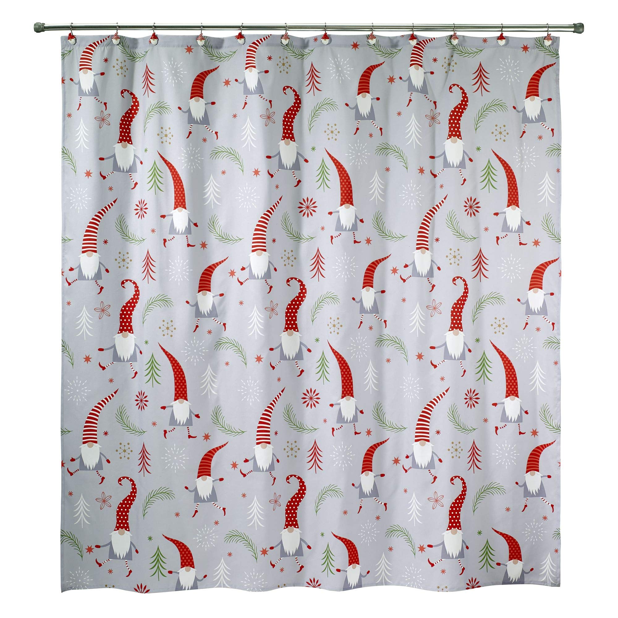 Avanti Linens - Fabric Shower Curtain, Christmas Bathroom Accessories (Gnomes Walk Collection, 72)